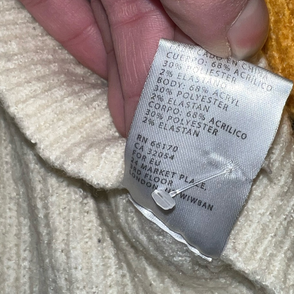 Urban Outfitters Piper Cream Slouchy Balloon Sleeve Gold Black Cardigan Size XS - Picture 13 of 14